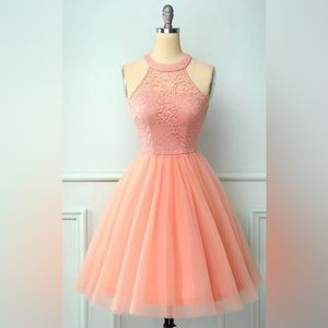 BRAND NEW party dress, blush pink with lace and tulle, size XS.